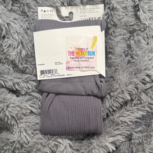 NWT! HUE Women's Ribbed Gray and Houndstooth Tights - Gray and Black - Picture 4 of 9